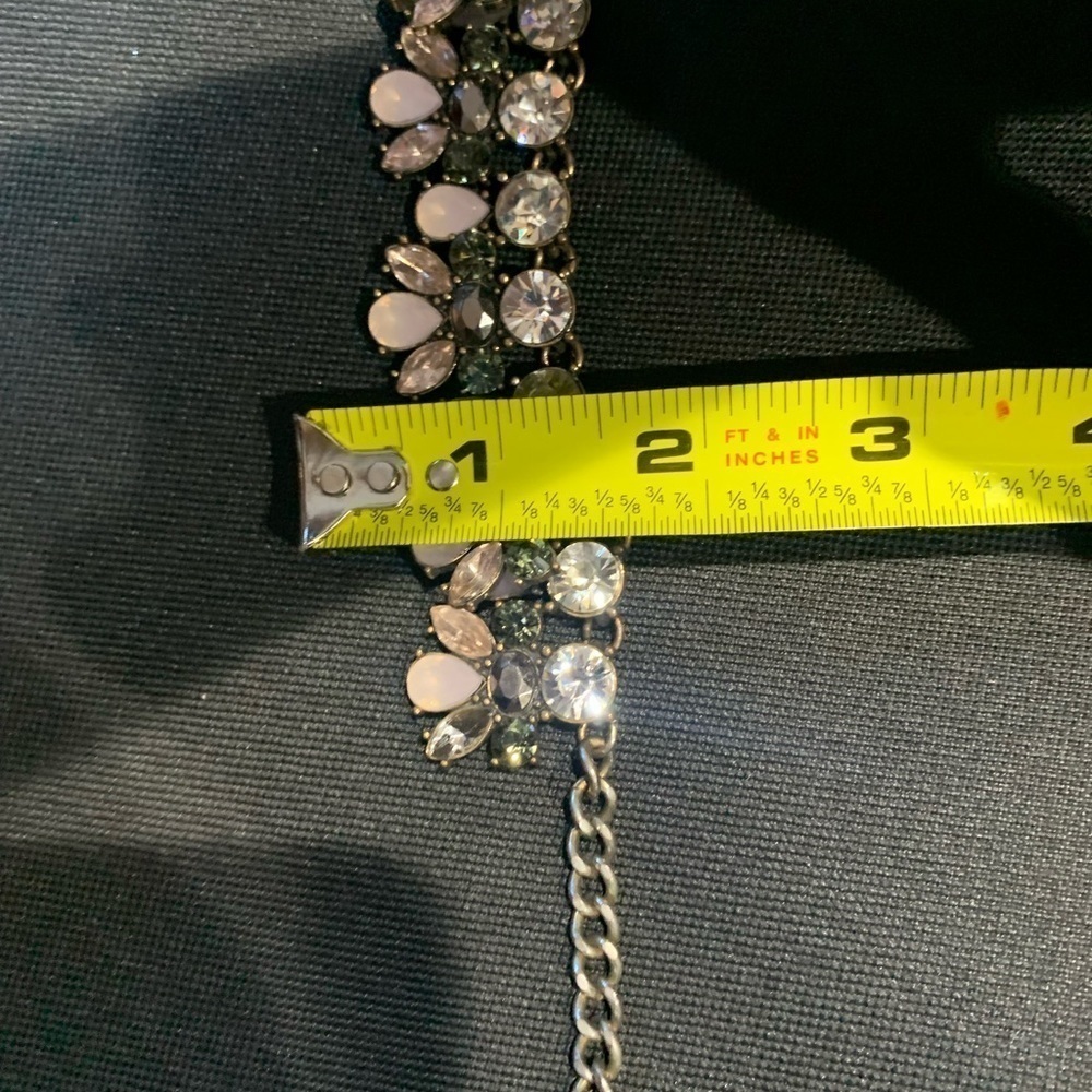 Rhinestone Vintage Silver chain Statement Necklace - Picture 6 of 6